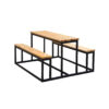 COMBO UNIT WITH 2 WOODEN BENCHES AND METAL FRAME