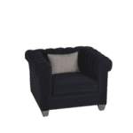 Classic white-wash Chesterfield single seater sofa with deep button tufting, rolled arms, and soft fabric upholstery.