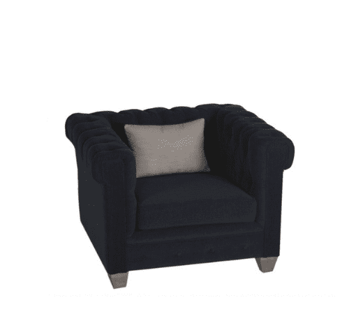 Classic white-wash Chesterfield single seater sofa with deep button tufting, rolled arms, and soft fabric upholstery.