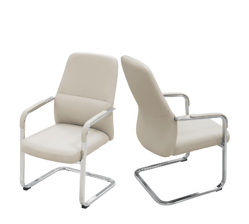 Grey visitors office chair AIC-DL920-C with cantilever metal base and high-density sponge seat.