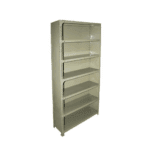 Open type light-duty metal storage shelf with five adjustable tiers, designed for organizing light materials in offices, warehouses, or homes.
