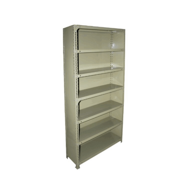 STORAGE SHELVING - CLOSED TYPE WITH 6 SHELF LEVELS PLUS TOP 2.5m x 0.9m x 0.61m - Light Grey