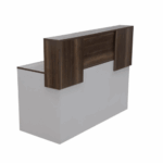 TABLE-RECEPTION DESK WITH COUNTER RISER 1.4m x 0.6m x 0.75m (h) WITH 3 DRAWER MOBILE PEDESTAL - ICEBERG WHITE_AWalnut - Image 3