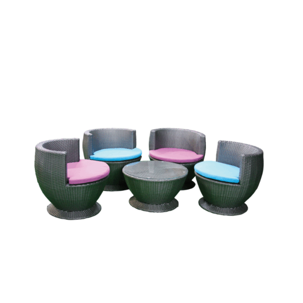 GARDEN SET DECKER SOFA CHAIR WITH CUSHION AND ROUND COFFEE TABLE - AEL-WF231-56