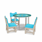 KIDS FURNITURE KF-916B with 3 chairs, colorful and child friendly play furniture.