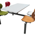 Four-seater combo dining unit with a polished black granite tabletop, sturdy metal frame, and fixed Ashmatt plastic seats.