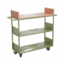Ivory library book trolley made of stainless steel with angled shelves and smooth-rolling castors