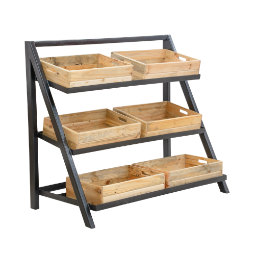 SINGLE SIDED VEGETABLE STAND TO HOLD 6 CRATES - 1.4m x 0.7m(w) x 1.2m(h) - Black(VEP8403)