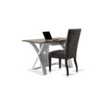 Classic dark wood study desk with multiple storage drawers.