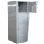 Light grey 4 compartment steel locker with padlock fittings and individually lockable doors.