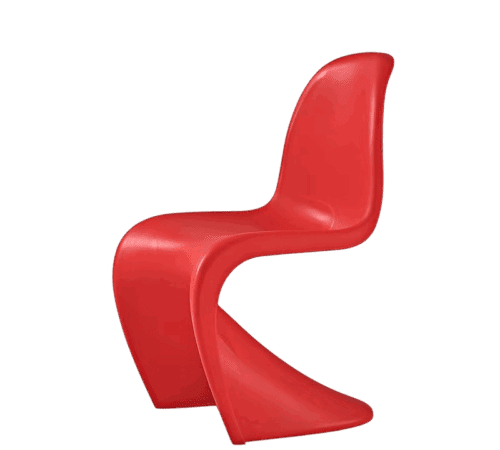 Yellow modern plastic cantilever-style chair with a curved backrest and wide sculpted seat.