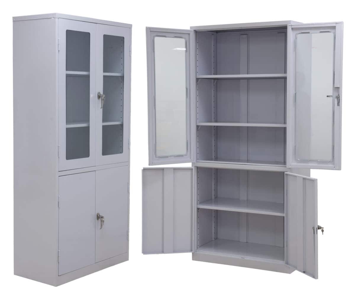 CUPBOARD-CUPBOARD 6` HIGH WITH 3 SHELF - LIGHT GREY - Image 1