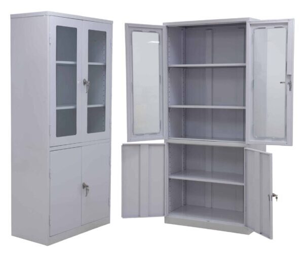 CUPBOARD-CUPBOARD 6` HIGH WITH 3 SHELF - LIGHT GREY