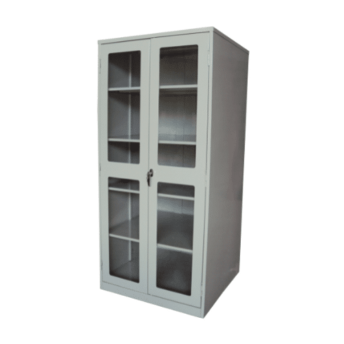 Medicine Cabinets 7` (H) WITH GLASS DOORS WITH 4 Shelves - 0.45m (d) x 0.9m (L) - Light Grey
