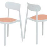 AIC Plastic Chair SH 46cm – PP-244 White, featuring a sleek white plastic frame with a woven-style seat insert in light orange.