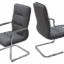 Grey PU leather office chair with a chrome cantilever frame and padded seat, designed for visitors and meeting spaces.