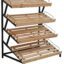 Single-sided bread display unit with 4 wooden shelves.
