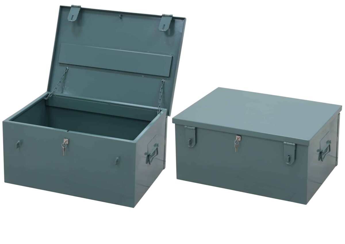 CASH CARRYING BOX WITH KEY LOCK WITH 2 PADLOCK FITTING 25`` x 18``(d) x 12``(h) - DGREY - Image 1