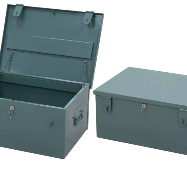 CASH CARRYING BOX WITH KEY LOCK WITH 2 PADLOCK FITTING 25`` x 18``(d) x 12``(h) - DGREY