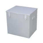 Light grey metal cashier till with three drawers, lockable top drawer, and smooth sliding rails.