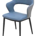AIC Plastic PU Chair with Metal Stand AT-PC-08, featuring a soft blue and grey PU upholstered seat with curved backrest and sleek black metal legs.