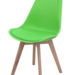 Modern plastic chair with a smooth polypropylene seat and sturdy wooden legs, combining contemporary style with natural warmth.