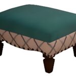 Graycie Ottoman with teal cushion and wooden legs