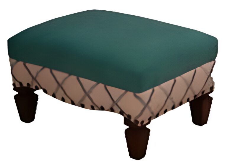 Graycie Ottoman with teal cushion and wooden legs