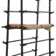 Black double sided cantilever rack designed for securely holding and displaying multiple fabric rolls in retail or warehouse settings