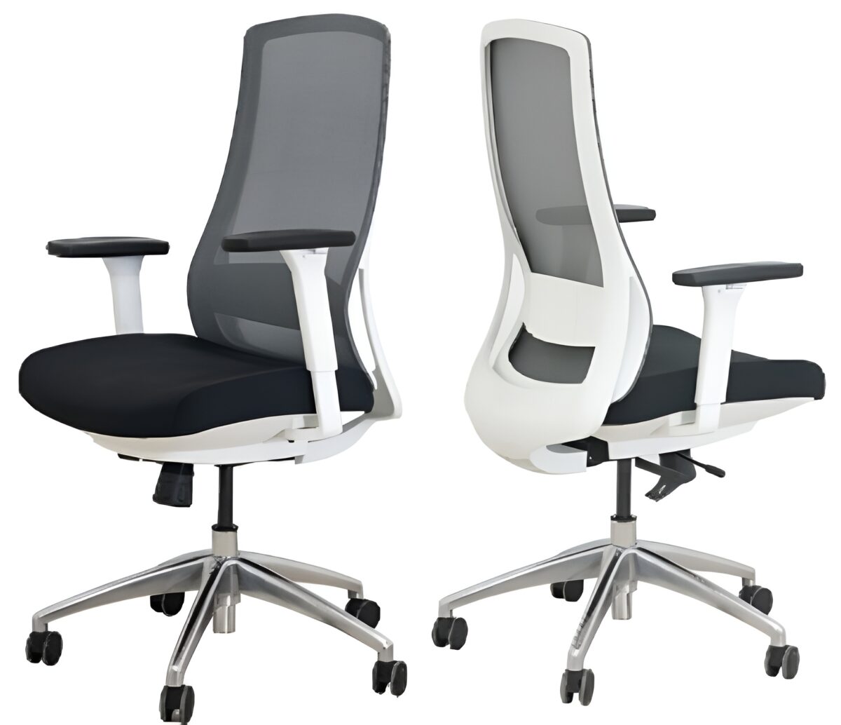 High BACK CHAIR FABRIC WITH MESH BACK (AIC-KQ-002-BW) - Image 1
