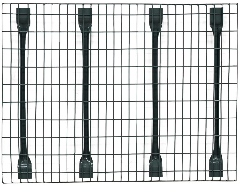 Sturdy dark grey industrial mesh decking panel with reinforced support bars.