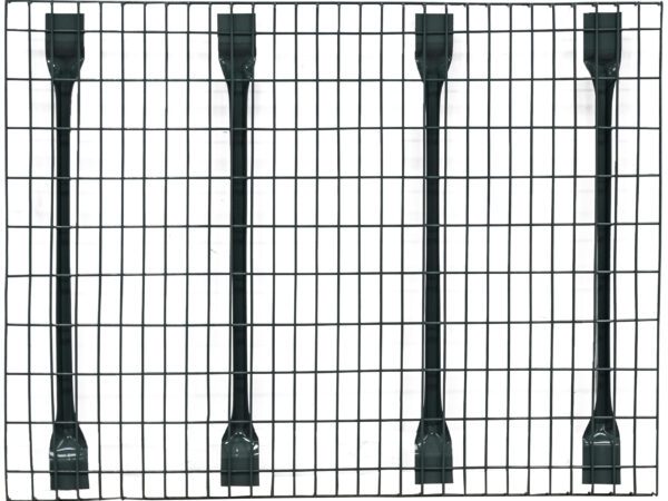 Sturdy dark grey industrial mesh decking panel with reinforced support bars.