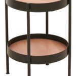 Side stool with two round wooden trays in rich HCherry finish, measuring 350mm diameter x 500mm height, ideal for decorative or functional use.