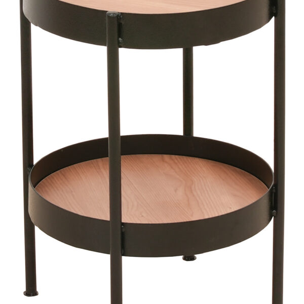 Side stool with two round wooden trays in rich HCherry finish, measuring 350mm diameter x 500mm height, ideal for decorative or functional use.