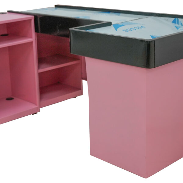 CASHIER COUNTER - 1800mm x 1000mm x 820mm (h) - RIGHT SIDE - WITH.-Pink BODY