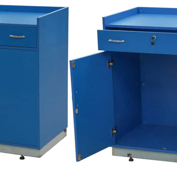 RECEPTION COUNTER WITH 1 LOCKABLE TOP DRAWER AND DOUBLE  DOOR AT BOTTOM  - 900mm x 600mm(d) x 1050mm(h)- Royal Blue