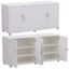 Wooden credenza cabinet with two cupboards on a raised stand in Super White finish.