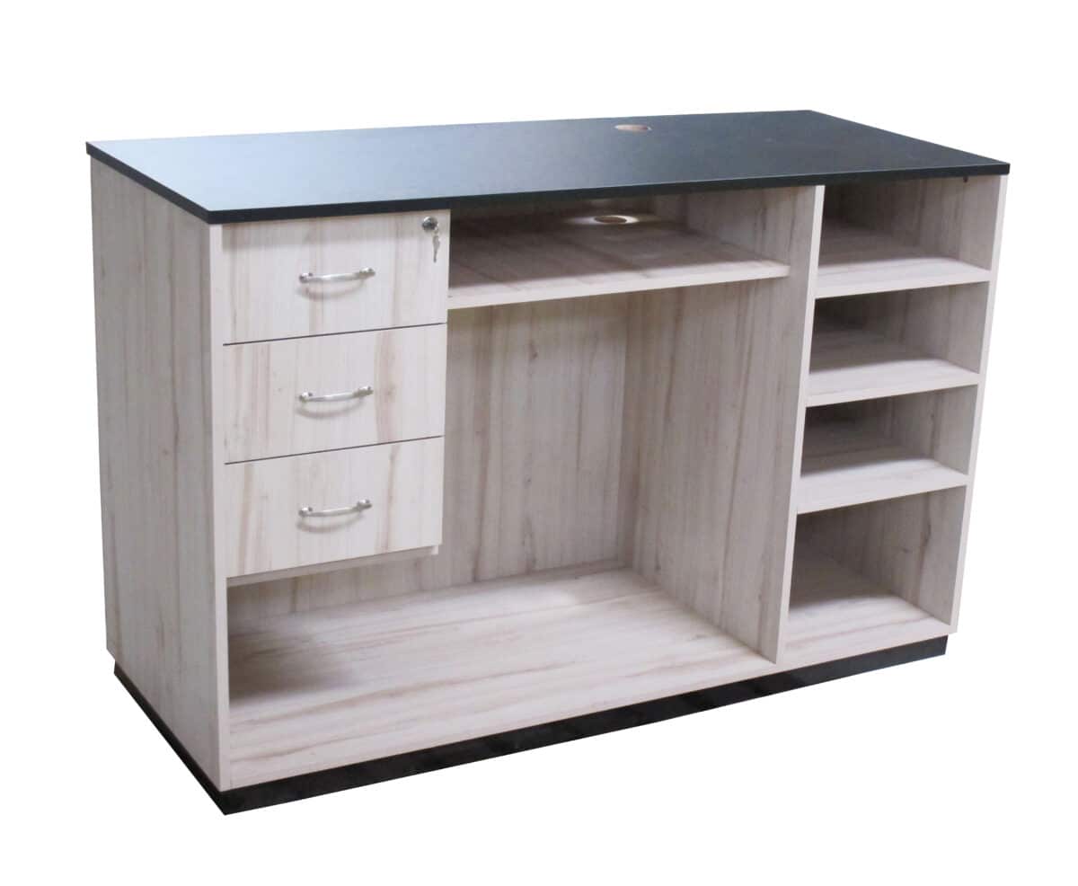 TABLE-RECEPTION CASHIER  DESK with 3 Fixed Drawers - 1.5m (L) x 0.6m (d) x 0.98m (H) - SBlack_Arden - Image 1