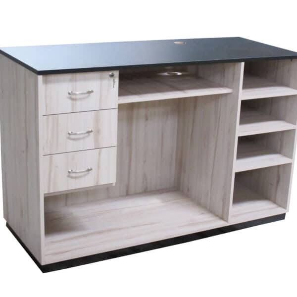 TABLE-RECEPTION CASHIER  DESK with 3 Fixed Drawers - 1.5m (L) x 0.6m (d) x 0.98m (H) - SBlack_Arden