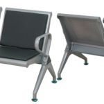 Black 2-seater link chair with padded seats and heavy-duty frame.