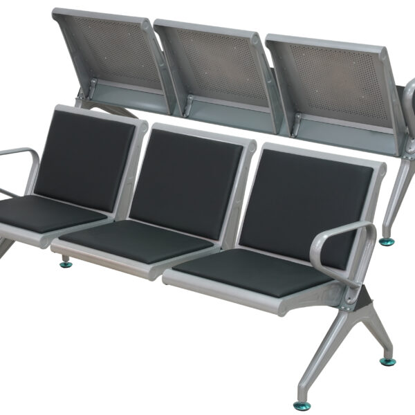 3 Seater Link Chair Padded Heavy Duty-AIC Black