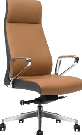 Brown PU office chair with cushioned seat and backrest.