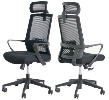 High Back Chair Fabric with Mesh Back Fixed Arms Black - DL8845A