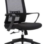 Medium Back Chair with Fabric Seat and Mesh Back in Black.
