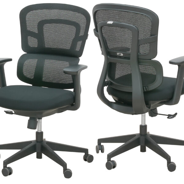 Medium Back Chair Fabric with Mesh Back Black - U-062B