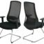 Black mesh visitors chair with cantilever base.